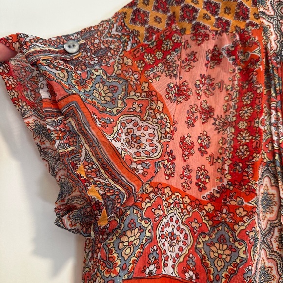 Women’s XL Westport Red Paisley Multiple Pattern Short Sleeve Peasant Blouse. - Picture 11 of 11